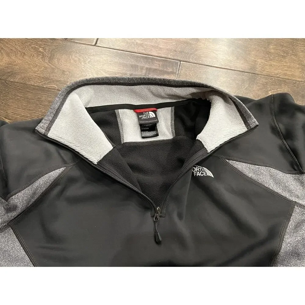 The North Face Mens Black Gray Fleece Pullover 1/4 Zip Flash Dry Long Sleeve M